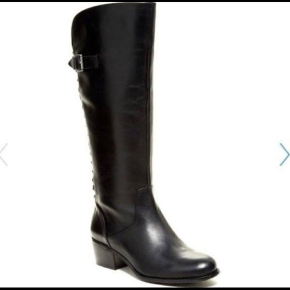 Arturo Chiang "Bes" Black Leather Riding Boot with Studs Sz 9.5